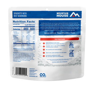 Spaghetti with Beef Marinara freeze dried food in a #10 can - Mountain House