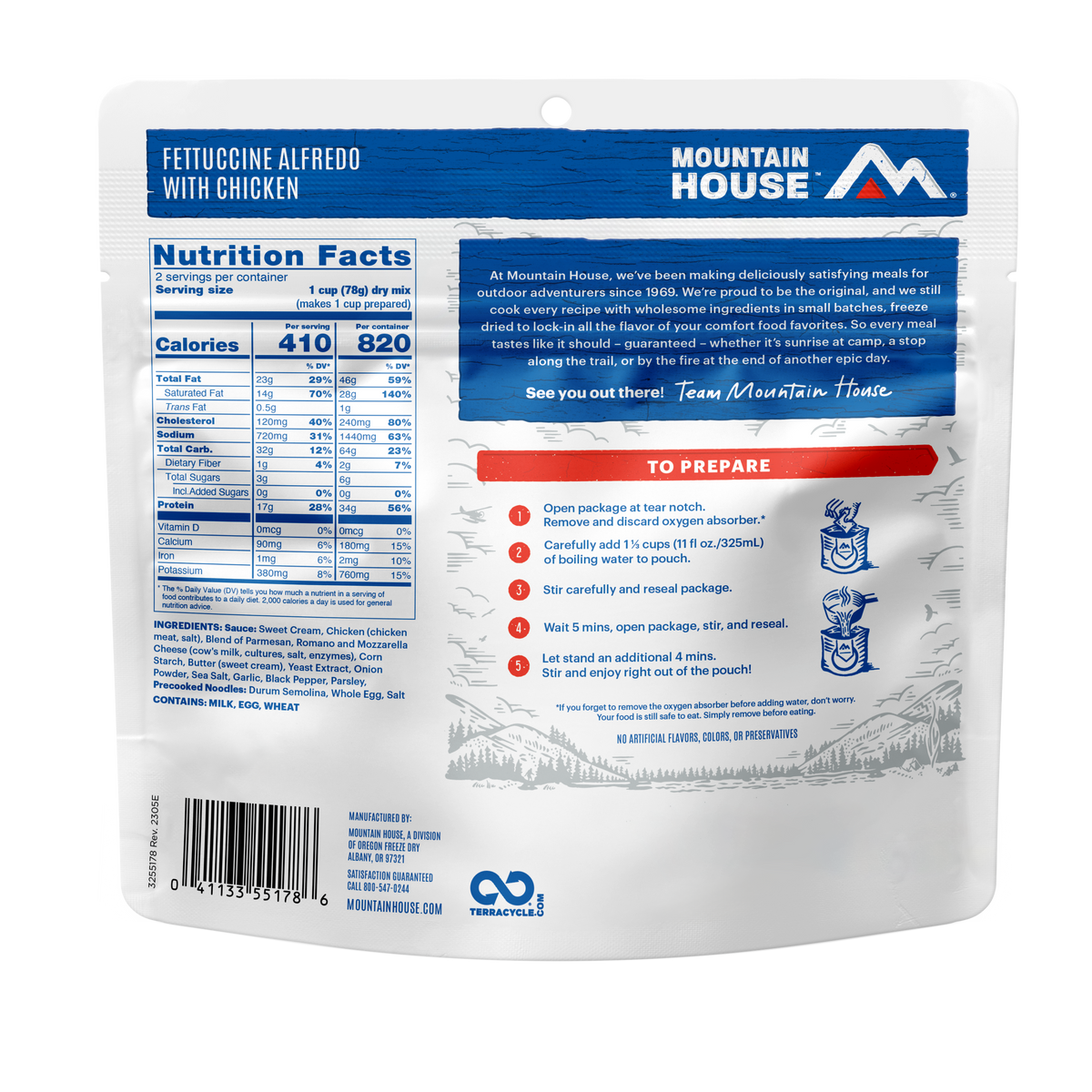 Fettuccine Alfredo with Chicken freeze dried food - Mountain House