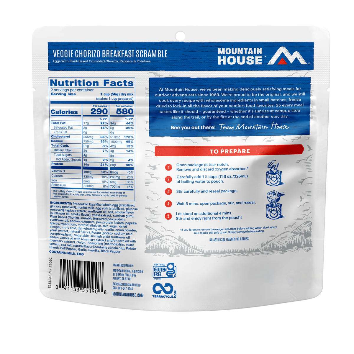 Veggie Chorizo Breakfast Scramble freeze dried food - Mountain House