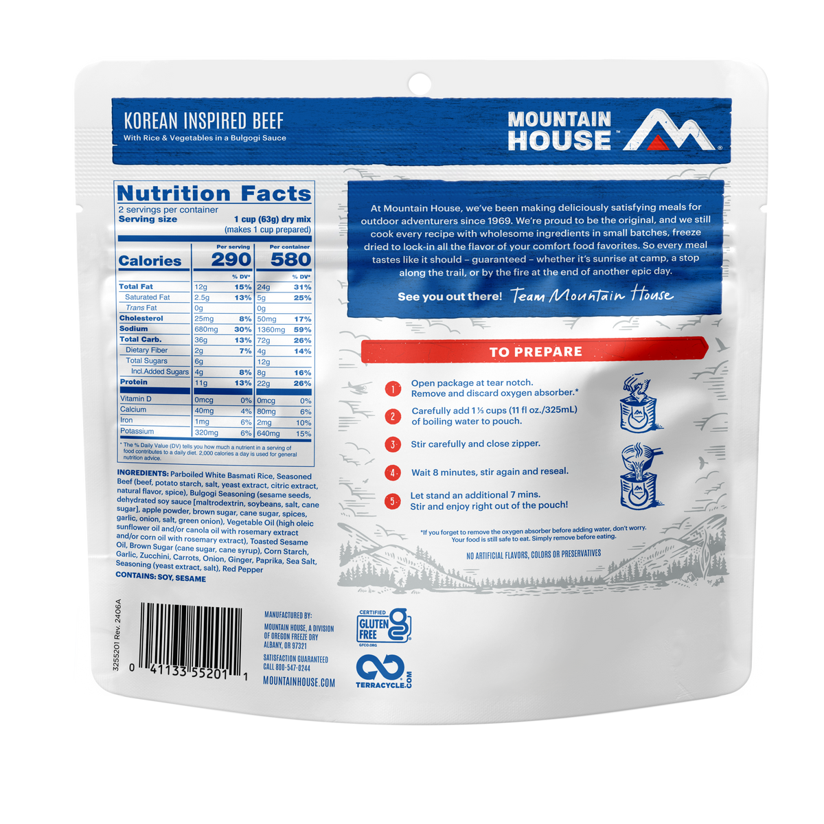 Korean Inspired Beef freeze dried food - Mountain House